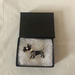Scottish terrier brooch white rhinestone eye